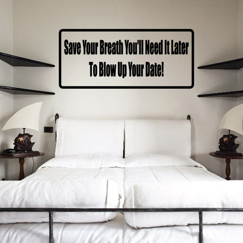 Rectangular wall decal with black border and bold humorous text on white background