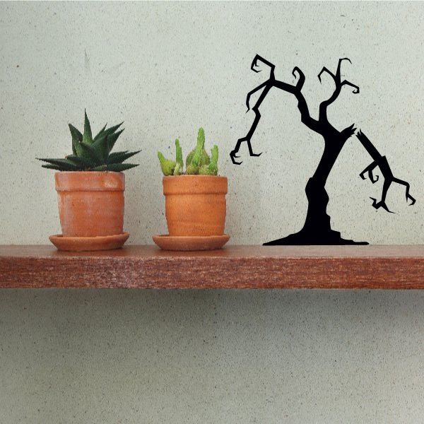 Spooky tree silhouette wall decal with jagged branches and frightful shape