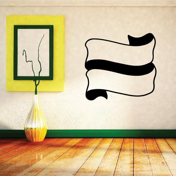 Wall scroll decal with layered ribbon shape and thick black center stripe.