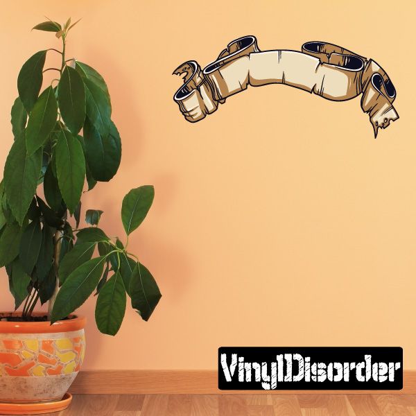 Arc tattered scroll decal with blue-gray bandage hands and 'VingdDieorder' text