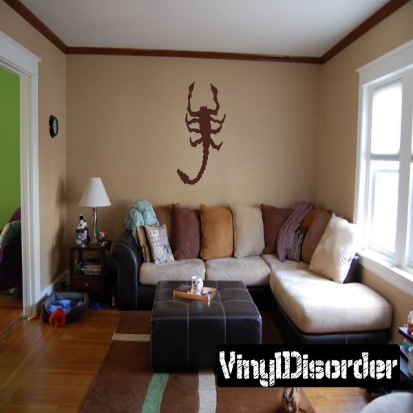 Scurrying scorpion wall decal with dark silhouette