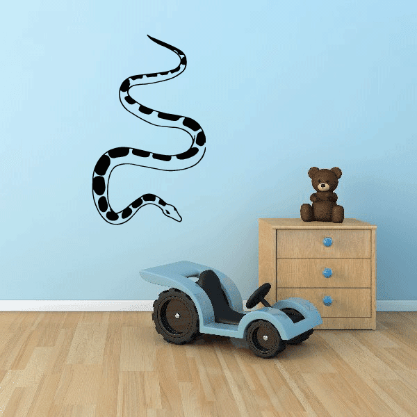 Sea snake decal with black-and-white coiled snake design