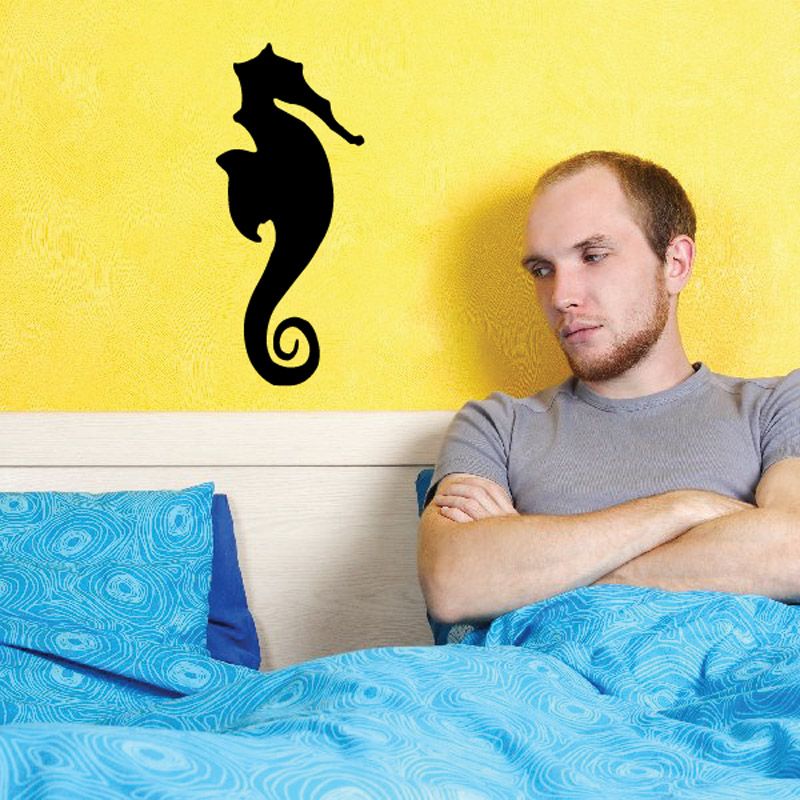 Black seahorse silhouette wall decal