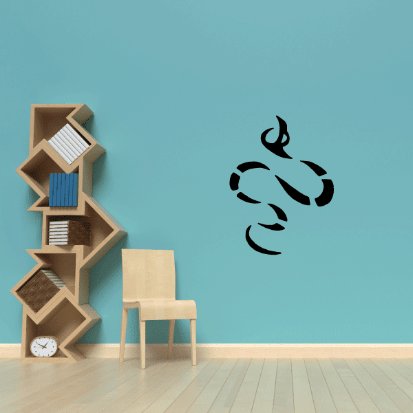 Black segmented snake wall decal with curved sections and flame-like tail