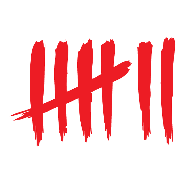 Seven logo clear sticker with red brush-style lettering
