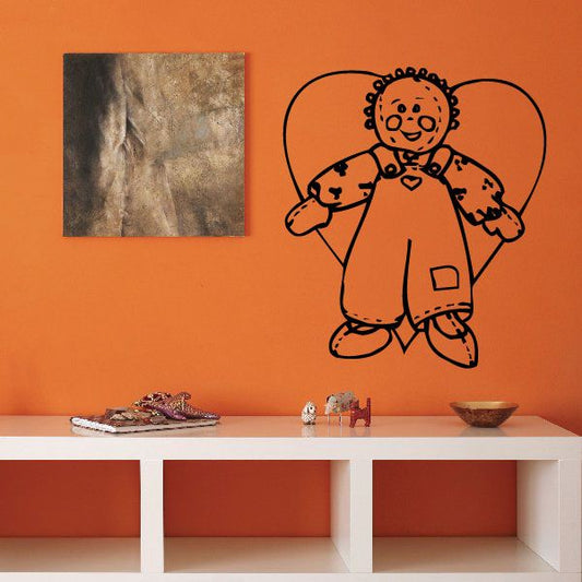 Cartoon angel vinyl decal sticker with heart-shaped outline