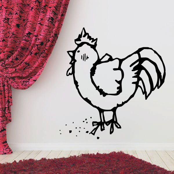 Rooster vinyl decal sticker, black silhouette with speckled details