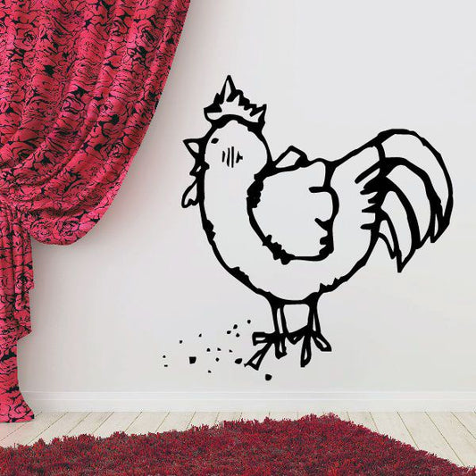 Rooster vinyl decal sticker, black silhouette with speckled details