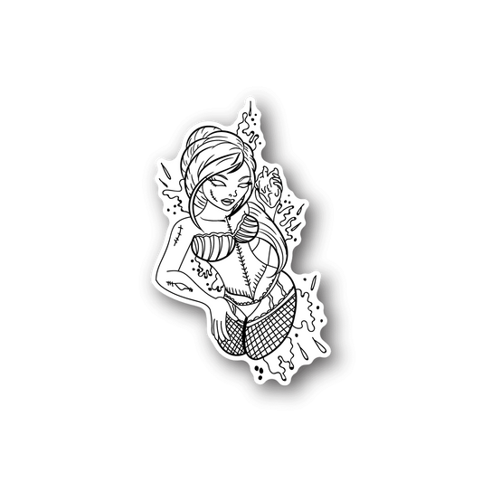 Vinyl mermaid sticker with white outlined mermaid figure