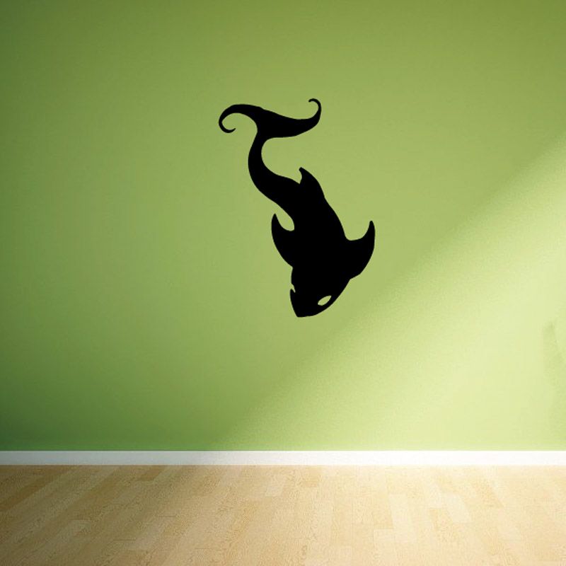 Shadow lurking shark wall decal, dark silhouette with fin and tail