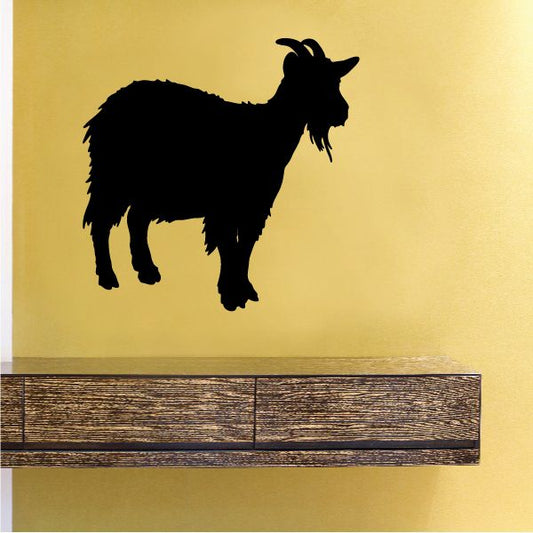 Mountain goat decal, black shaggy silhouette