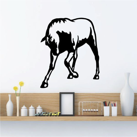 Black horse decal with raised head and forward legs silhouette