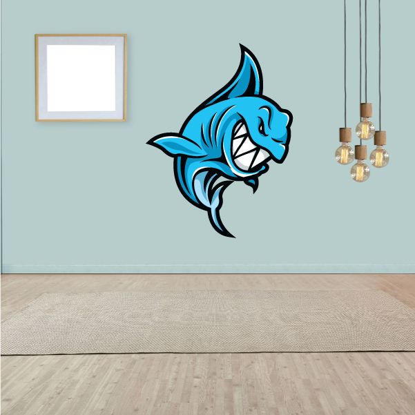 Image of Shark Mascot Wall Decal - Vinyl Car Sticker - Uscolor006