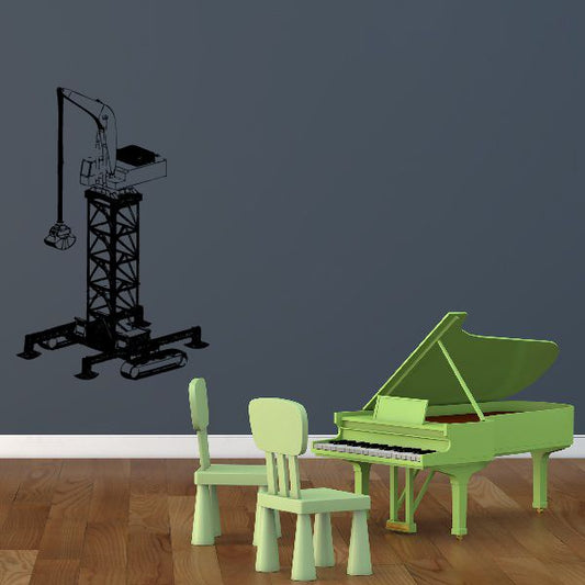 Shipping crane decal with black container crane outline