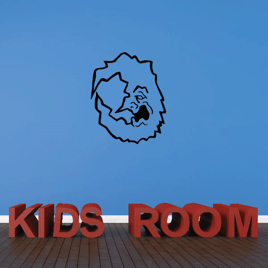 Bearded man face wall decal with circular outline and 'KIDS ROOM' text