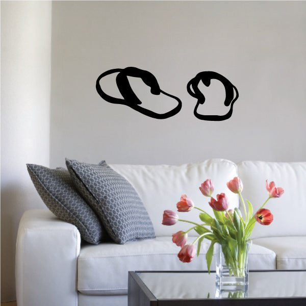 Black flip-flop and sandal wall decals set