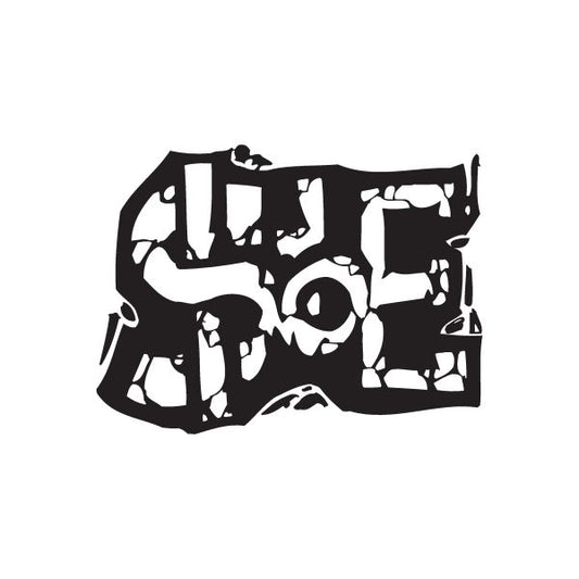 Graffiti-style shoe decal in black with skull and abstract shapes