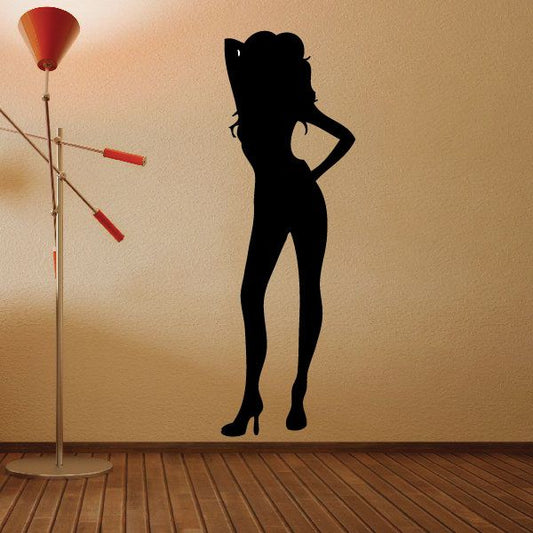 Black model pose decal of a woman standing with hands on hips
