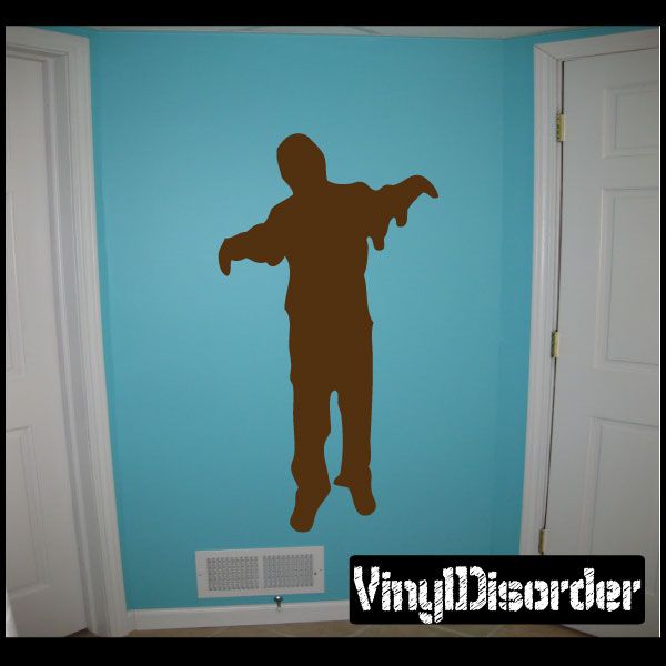 Zombie shuffling wall decal, brown silhouette