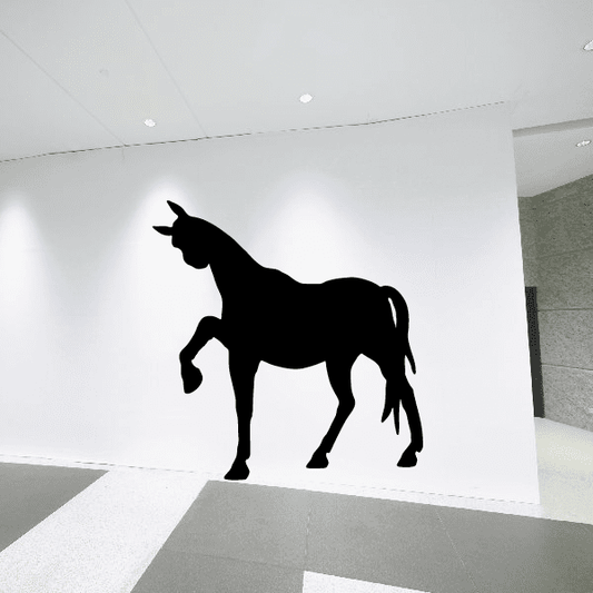 Horse silhouette decal with side view, curious pose, black