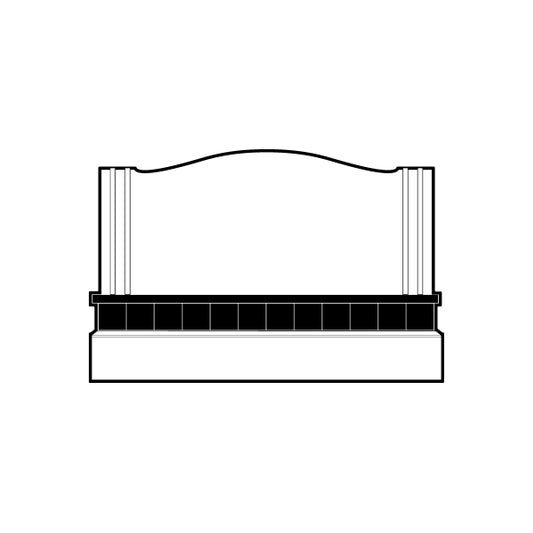 Signage frame decal with arched top and segmented black panel border