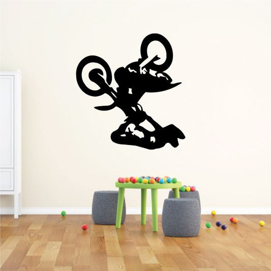 Black dirt bike flip decal sticker with swoosh-style design