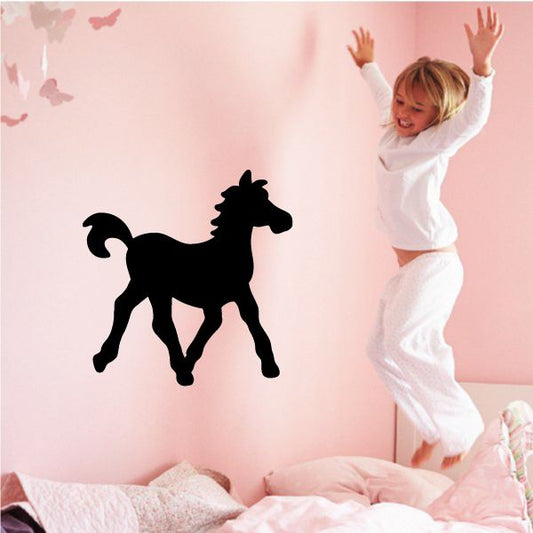 Black pony wall decal silhouette, simple fancy style