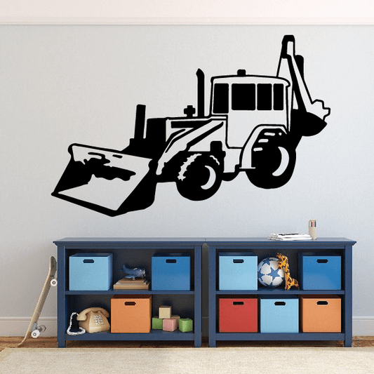 Backhoe front loader decal wall sticker in black