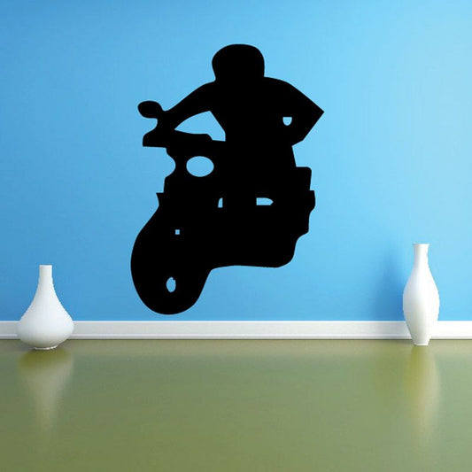 Black scooter rider wall decal silhouette