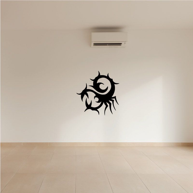 Scorpion wall decal with simple black spiky tribal design