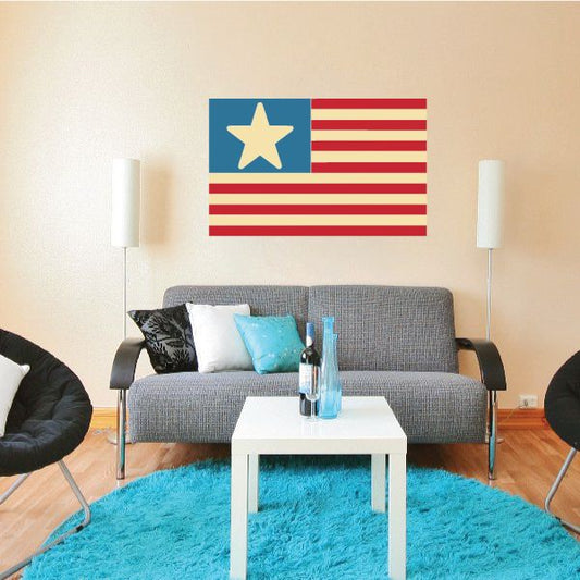 Single star American flag wall sticker with blue star field and red-white stripes