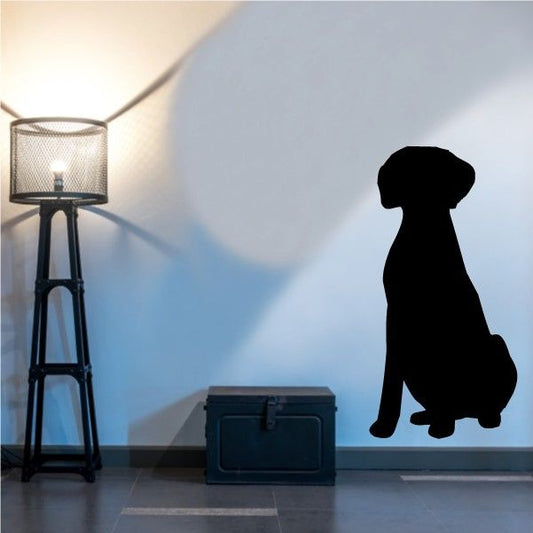 Sitting Weimaraner wall decal with black sitting dog silhouette