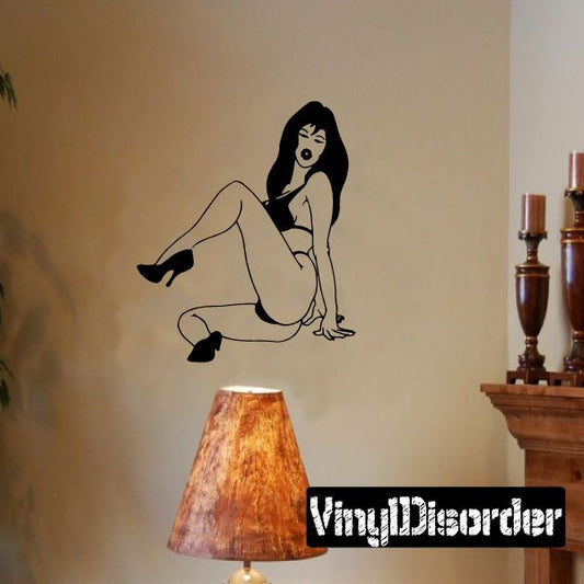 Image of Sitting Woman in Bikini and Heels Decal