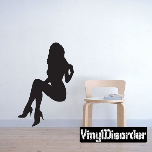Image of Sitting Woman in Heels Silhouette Decal