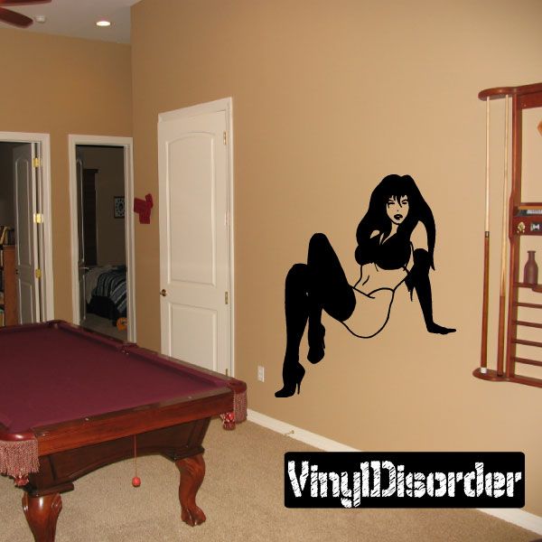 Image of Sitting Woman in Lingerie with Legs Crossed Decal