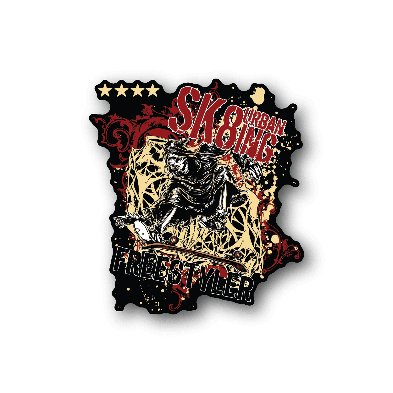 Image of Skateboarding Grim Reaper Sticker