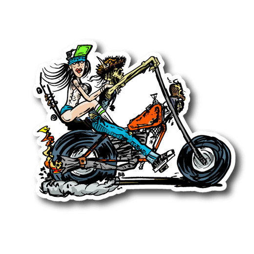 Skeleton Chopper Vinyl Sticker