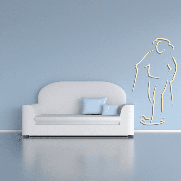 Skiing wall decal vinyl sticker with outlined skier figure and skis