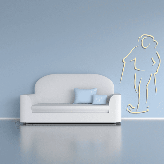 Skiing wall decal vinyl sticker with outlined skier figure and skis