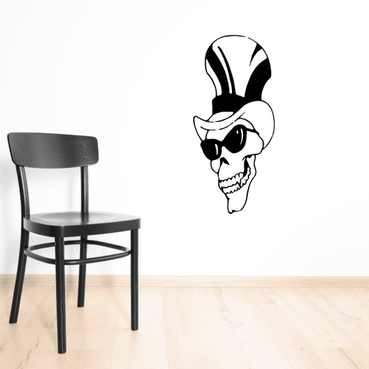 Stylized skull face with sunglasses decal
