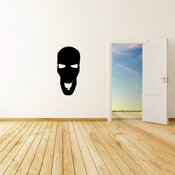 Skull head decal, black silhouette on light wall