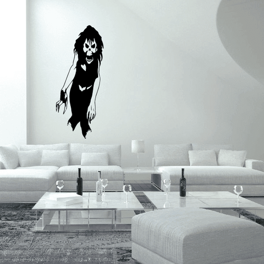 Skull head hair decal with ponytail, black silhouette