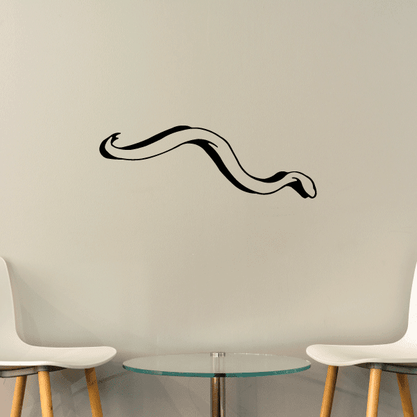 Snake wall decal, black vinyl outline of a slinking long body