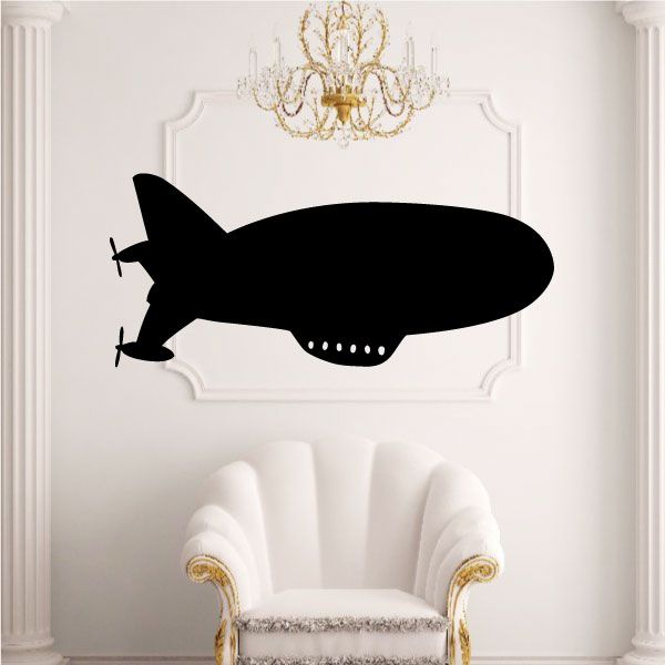 Small passenger blimp decal: black silhouette with propeller and porthole lights