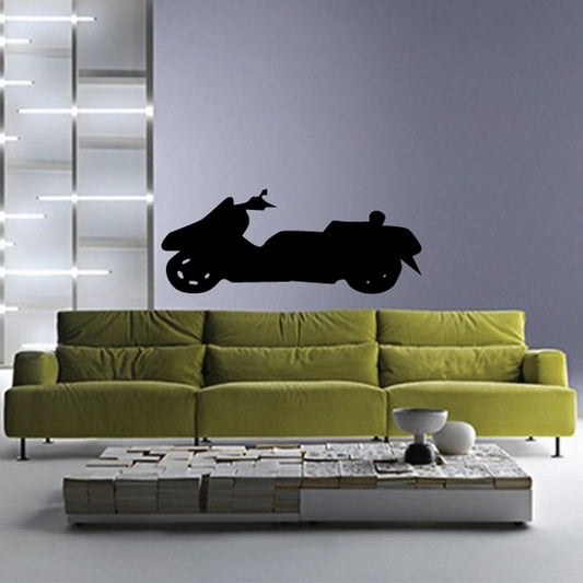 Small side-view scooter decal, black scooter side silhouette
