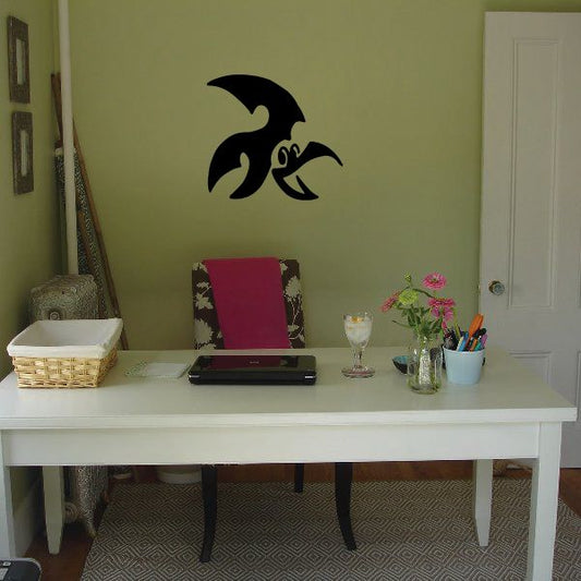 Cartoon rooster head wall decal in black