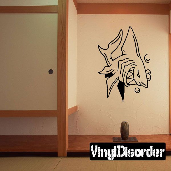 Smiling shark vinyl decal with open mouth grin