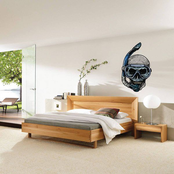 Image of Snorkeling Skull Swimming Wall Decal - Vinyl Car Sticker - Uscolor001
