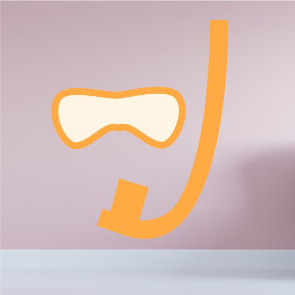 Orange snorkel and swimming goggles vinyl wall decal with summer element
