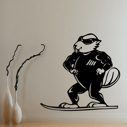 Snowboarding vinyl wall decal sticker showing a black snowboarder silhouette on a board